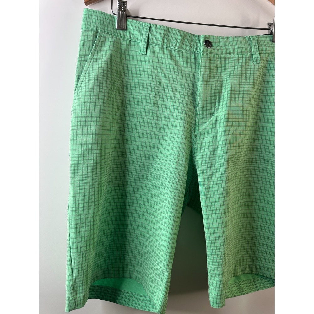 Adidas 10" Inseam Shorts Green Print Mens Size 35 Golf Athletic Pockets Stretch - Picture 6 of 16